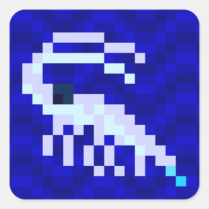 Folha da etiqueta do camarão da arte do pixel do