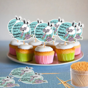 Folha de 14 Adesivos de Páscoa para Decorar Cupcak