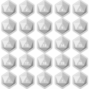 Folha de 25 Adesivos D20 de Texto Personalizado   