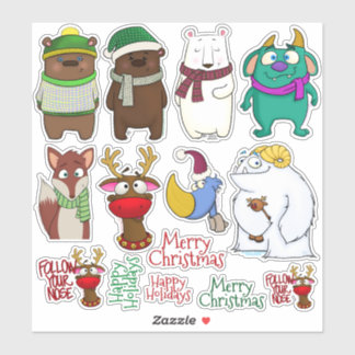 Folha de Adesivos da Menagerie de Natal