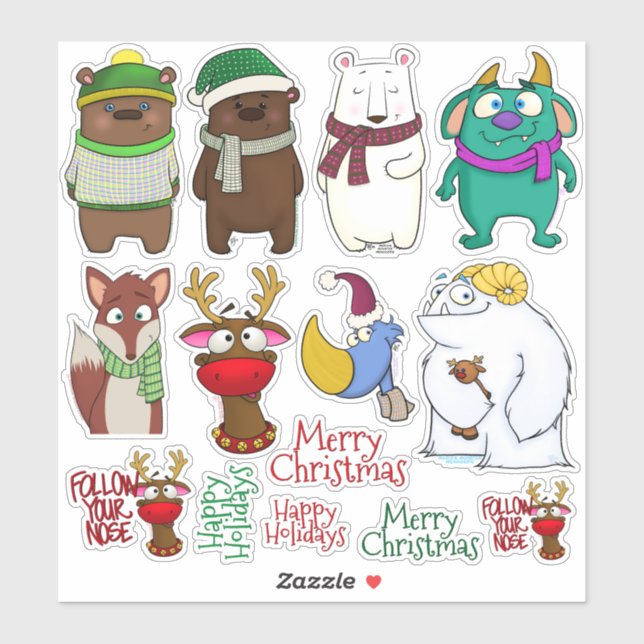 Folha de Adesivos da Menagerie de Natal (Folha)
