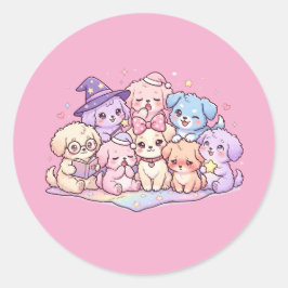 Folha de Adesivos de Amigos Cachorrinhos Pastel Fo