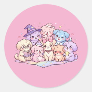 Folha de Adesivos de Amigos Cachorrinhos Pastel Fo