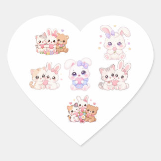 Folha de Adesivos de Animais Kawaii Pastel Doce
