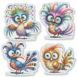 Folha de adesivos de Aves Engraçadas
