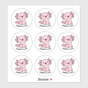 Folha de Adesivos de Axolote Kawaii Fofa Gratidão 