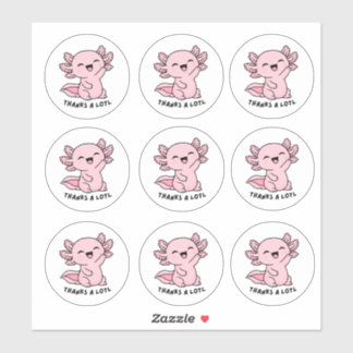 Folha de Adesivos de Axolote Kawaii Fofa Gratidão