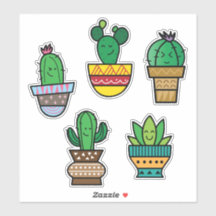 Folha de Adesivos de Cactus - Adesivos de Plantas