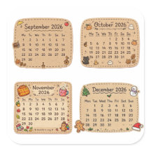 Folha de Adesivos de Calendário de Outono e Invern