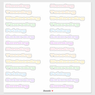 Folha de Adesivos de Dias da Semana Pastel Sorbet