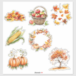 Folha de Adesivos de Elementos de Outono