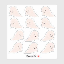 Folha de Adesivos de Fantasma de Halloween Fofo