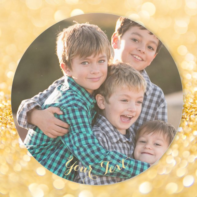 Folha de Adesivos de Foto Redondos Clássicos Perso (Create Custom Classic Round Photo Stickers Sheet)