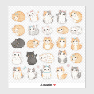 Folha de Adesivos de Gato Pastel Ultra-Fofa com La