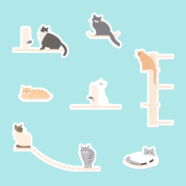 Folha de Adesivos de Móveis de Parede para Gatos (Criador carregado)