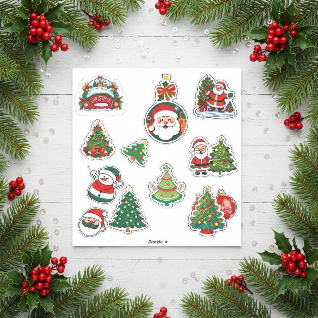 Folha de Adesivos de Natal Alegre (Cheerful Christmas Sticker Sheet)