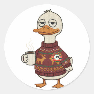 Folha de Adesivos de Natal de Pato de Suéter Feio