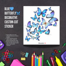Folha de Adesivos Decorativos Borboleta Azul Exqui