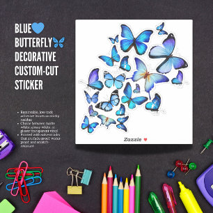 Folha de Adesivos Decorativos Borboleta Azul Exqui
