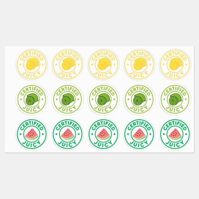 Folha de Adesivos Fruta Suculenta Certificada (Folha)
