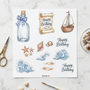 Folha de Adesivos Náuticos de Aniversário