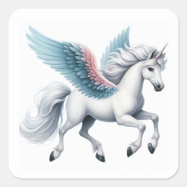 Folha de Adesivos Pegasus Branco Voador Bonito (Frente)