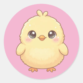 Folha de Adesivos Redondos de Franguinha Kawaii Fo