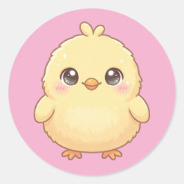 Folha de Adesivos Redondos de Franguinha Kawaii Fo