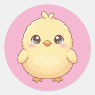 Folha de Adesivos Redondos de Franguinha Kawaii Fo