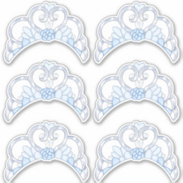 Folha de adesivos Tiara Azul e Prata