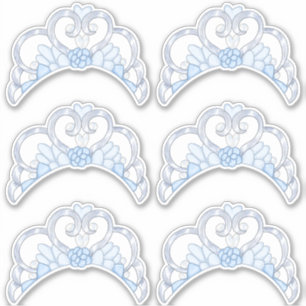 Folha de adesivos Tiara Azul e Prata