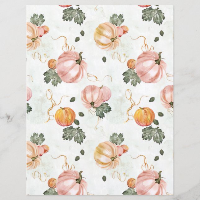 folha de água de abóbora de padrão de queda papel  (Frente)