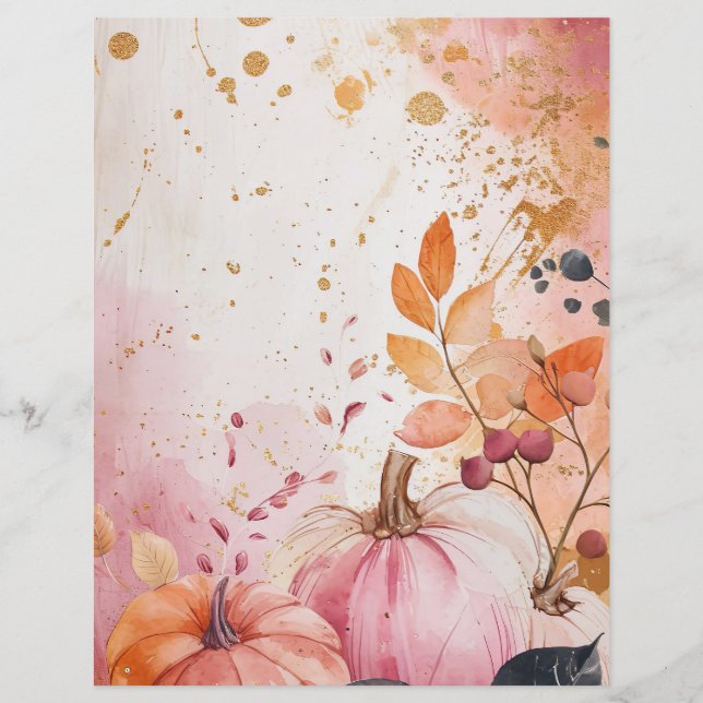 folha de água de abóbora de padrão de queda papel  (Frente)