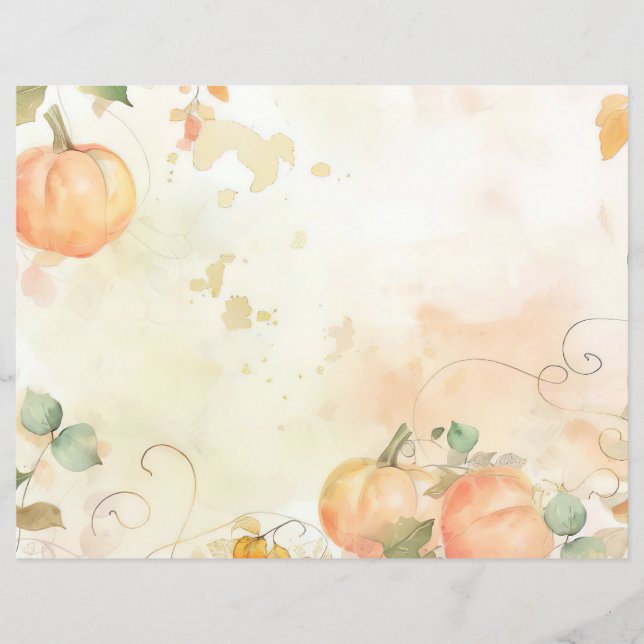 folha de água de abóbora de padrão de queda papel  (Frente)