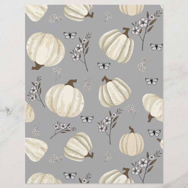 folha de água de abóbora de padrão de queda papel  (Frente)