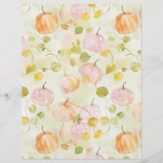 folha de água de abóbora de padrão de queda papel  (Frente)