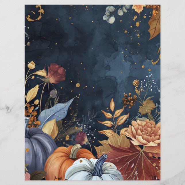 folha de água de abóbora de padrão de queda papel  (Frente)