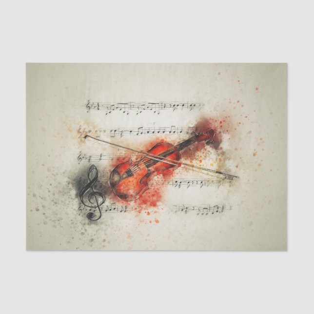 Folha de Aquarelas Música e Papel de Tecido Violin (Frente )