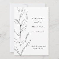 Folha de Arte de Linha Folha Salvar Data Convite