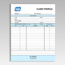 Folha de Bloco de Notas de Perfil de Cliente de Ne