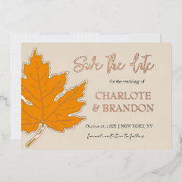 Folha de Bordo de Outono Amarelo Casamento Salvar 