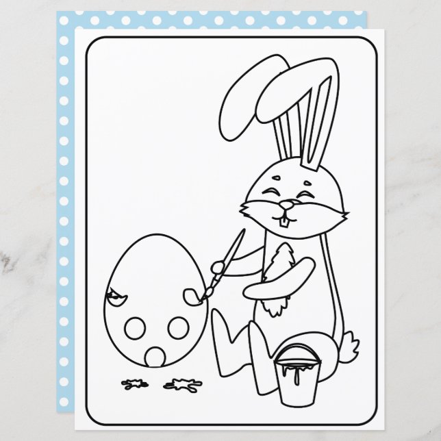 Folha De Coelho E Ovo De Páscoa Para Crianças (Frente/Verso)