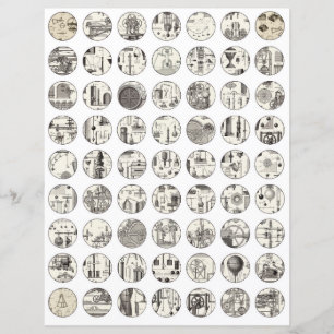 Folha de colagem elementos vintage de ciência de á