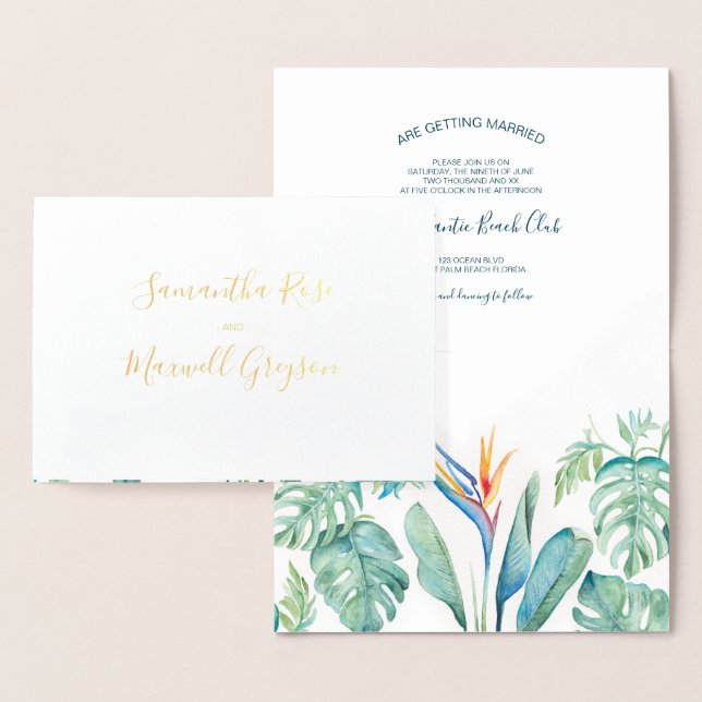 Folha de Convite para Casamento de Aquarela Tropic (Exibição)