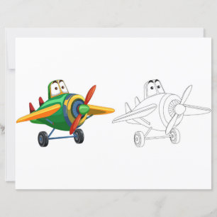 Folha de cor do avião de desenho animado