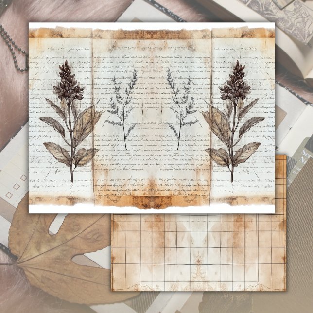 Folha de Diário de Lixo Botânico Vintage Antiga (Criador carregado)