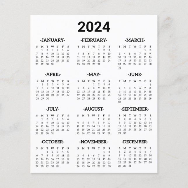 Folha De Documentos De Calendário De 2024 Anos (Frente)