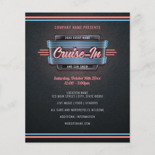 Folha De Folhas De Convite Neon Cruise In