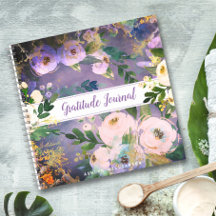 Folha de gratidão floral púrpura de aquarela