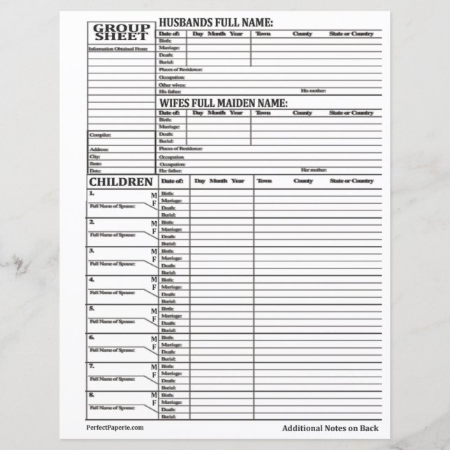 Folha de Grupo Histórico da Família (Frente)